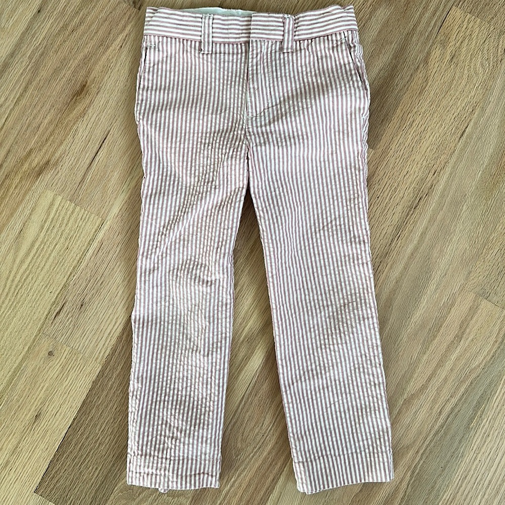 Crewcuts J Crew seersucker pants size 4 boys color pink/white